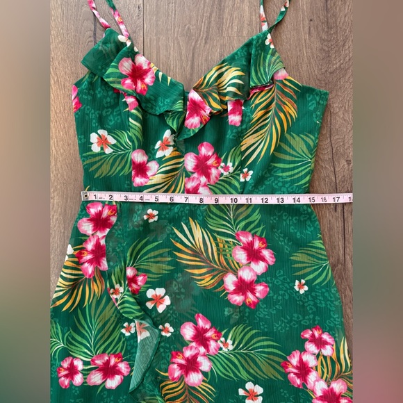 Kensie Green Tropical Print Midi Dress Size 10 - Picture 13 of 16